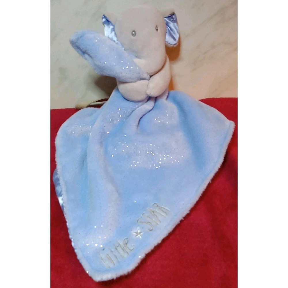 Lovey Baby Blanket Starters Elephant Little Star Blue  Blanket w/ Rattle